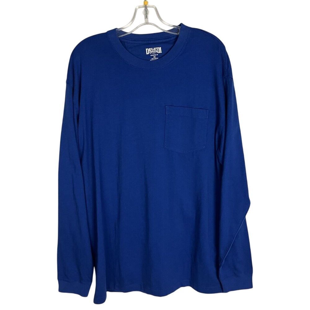 Duluth Trading Polo Shirt‎ Men's Size M Blue Longtail 100% Cotton Long Sleeve